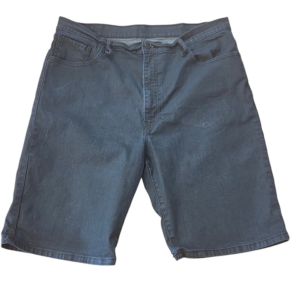 Stylish Levi's 569 Navy Blue Acid Wash Denim Jean Shorts